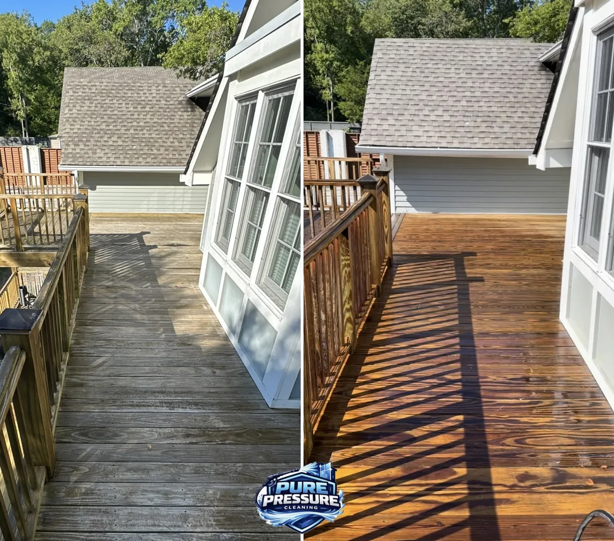 Deck cleaned and stained