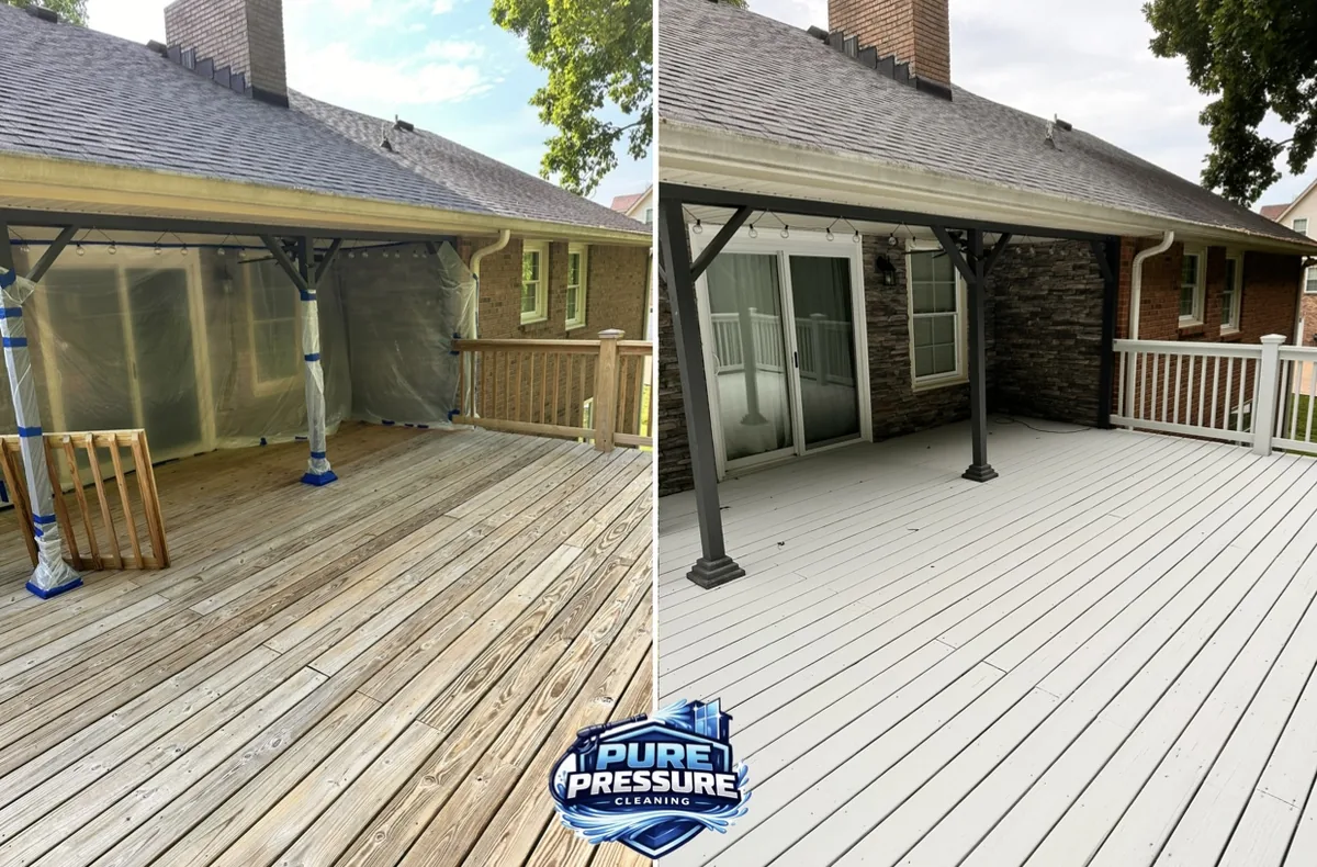 A covered deck cleaned to an even surface
