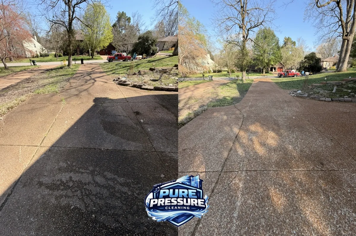 Shaded driveway, before and after