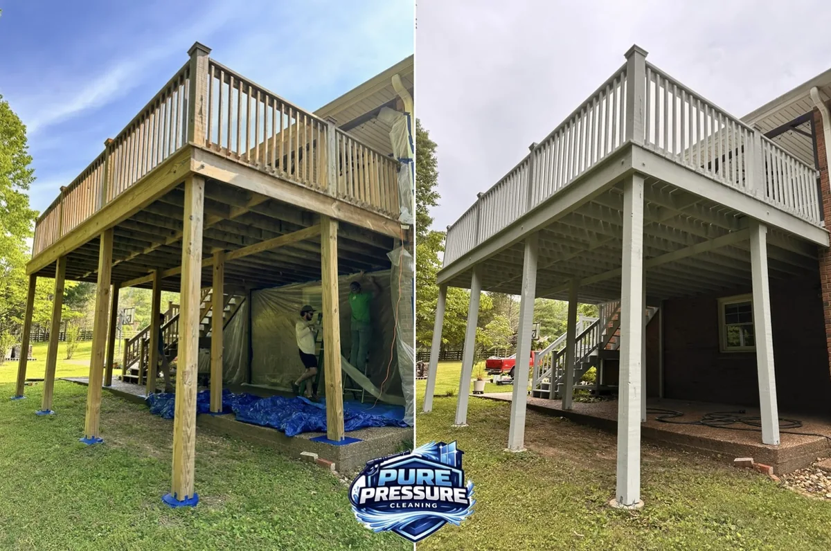 Elevated deck, top and underside