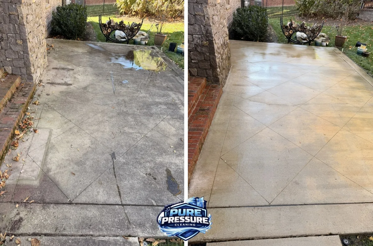 Concrete patio, cleaned